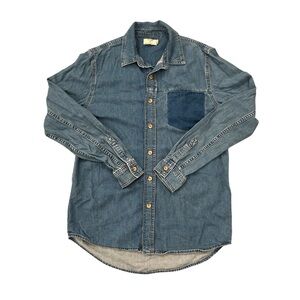 Topman Denim Button-Up Shirt with Pocket